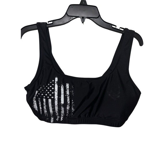 The Unbranded Brand Other - Sports Bra‎ Black Size XL  Pullover Distressed American Flag  Gym Workout Yoga